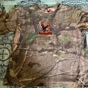 Bucked Up brand tee, size small